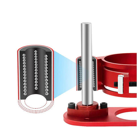 Close-up of the robust mechanism from the Shop Tough Router Lift Kit With Effortless Manual Crank And Sturdy Steel Guides, Aluminum Alloy Table Insert Base For Woodworking Projects.