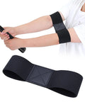 Person using Two Pack Elastic Golf Swing Trainer Band For Beginners, Golf Connection Arm Band to help correct posture with golf club
