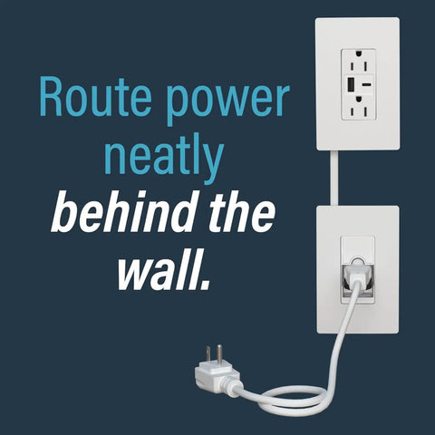 In Wall Power Outlet Extender Kit With 6 Foot Cable White Finish Perfect For Kitchen Remodels And Outlet Relocation Includes USB Ports