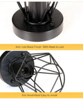 Close-up of base and hollow metal cage of 2-Pack Semi Flush Mount Ceiling Light Set In Industrial Black with dimmable E26 socket.