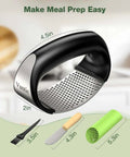 Garlic Press Rocker Stainless Steel Crusher Mincer And Chopper With Peeler And Scraper For Effortless Garlic Crushing With Comfy Grip