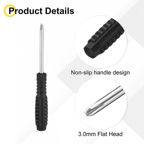 Top Shelf Micro Phillips Screwdriver 3.0mm With Non Slip Handle - Close-up of flat head and grip design for precision repairs.