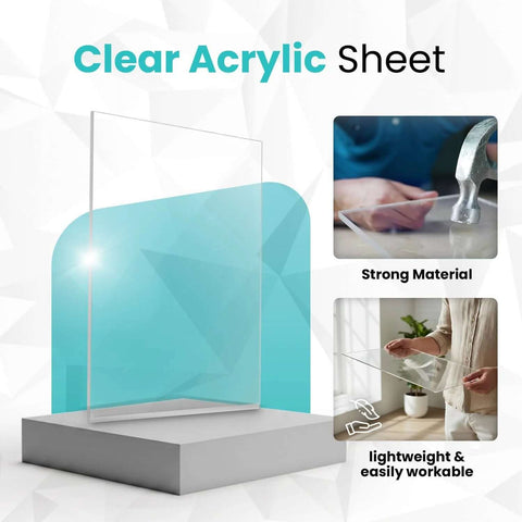 Front view of two PlexiPro clear acrylic sheets, 12 x 24 in, 1/4 in (3 mm) thick, transparent for DIY projects