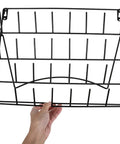 Kick Your Countertop Chaos Out The Door With These Straight Sturdy Metal Wall Racks Featuring Hella Spacious Bottle Display Shelves For Kitchen Bathroom Decor And Space Saving Storage, black metal wall shelf being held, three-tier design.