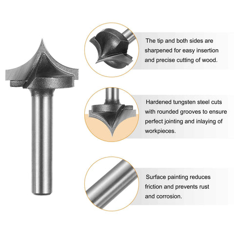 Two Pack Point Cutting Roundover Router Bit Seven Sixteen Inch Radius Quarter Inch Cutting Diameter Seven Eighth Inch Shank Forty Six Millimeter Length Two Flute CNC Woodworking Bit For 2D And 3D Carving Engraving