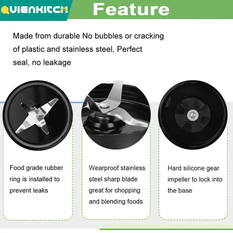 Beefy Replacement Blender Blades Two Pack For Magic Bullet 250W, High Quality Stainless Steel, Fits MB1001 MB1001B MBR0301 MBR0701P MBR1101 MBR1701 MBR1702 Ideal For Smoothies Nuts Ice Frozen Fruit. Black blender blade with stainless steel cross blades and gasket