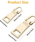 Gold Metal Zipper Pull Replacement For Luggage Suitcase Backpack Jacket Coat Boots, Durable Zinc Alloy, two sizes shown