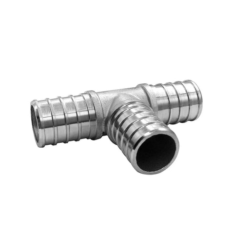 Three Quarter Inch Stainless Steel PEX Tee Crimp Fitting Pack Of Three For PEX B Tubing, Rust Resistant, Heavy Duty Plumbing Tee Connector