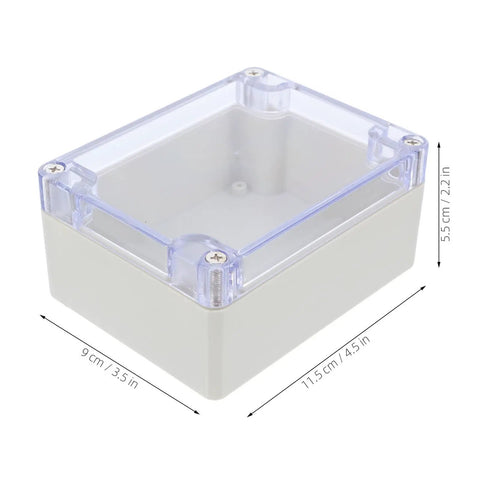 Sturdy White Plastic Junction Box With Clear Dustproof Cover For Electrical Project Setups dimensions 9x11.5x5.5 cm for safe wiring inspection.