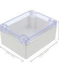 Rugged Weatherproof Plastic Electrical Project Enclosure Box With Secure Cover, 11.5x9x5.5 cm, clear lid for visibility.