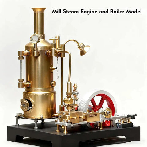 Darn Fine Brass DIY Steam Engine Kit Includes Legit Working Stationary Mill Motor with brass boiler and flywheel.