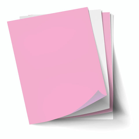 Stack of pink and white Carbonless Cut Print And Copy Paper For Letter Size 21 Lb 92 Brightness 2-Part Pink And White