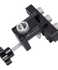 Rock Solid Self Centering Doweling Jig Kit Three In One Woodworking Tool with aluminum clamp and precise adjustment knobs.
