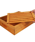 Top Frame Bee Feeder With Floats For Beekeeping 10 Frame Hive Top Feeder With Beeswax Dipped Wood, hands lifting lid