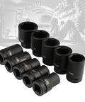 Premium 10 Piece Metric Impact Socket Set With Deep Chrome Vanadium Steel Sockets Ranging From 22mm To 50mm For Heavy Duty Automotive Repair And Professional Garage Work That Is Totally Built Tough, black deep sockets