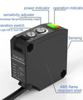 Square Through Beam Photoelectric Sensor 24 To 240V AC DC With Universal Relay Output IP65 15M To 40M Sensing Range