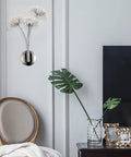 Crystal Glass 3 Light Dandelion Wall Sconce in Brushed Nickel Stainless Steel Mount for Bedroom Living Room Hallway Modern
