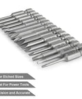 15 Piece Slotted Phillips Triangle Screwdriver Bit Set With One Quarter Inch Hex Shank, S2 Steel Magnetic High Precision Bits