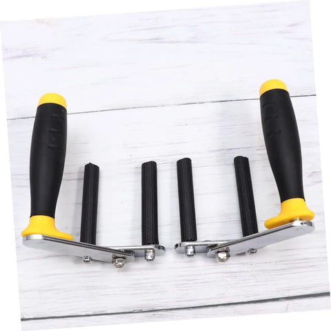 Portable Gypsum Board Lifter Set With Adjustable Angle Grip showing grips and jaws for hassle-free drywall transport.