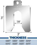 80 Piece Slotted Stainless Steel Shim Kit 3 Inch By 3 Inch Leveling Shims With Storage Case Eight Thicknesses From 0.001 To 0.075 Inches