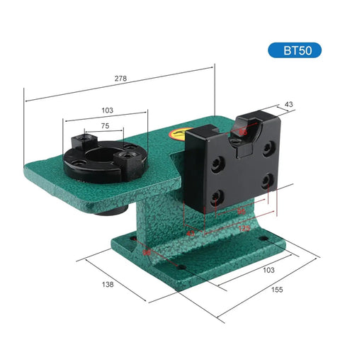 Premium Badass Rock Solid BT30 BT40 BT50 CNC Spindle Locking Fixture dimensions with mounting holes for heavy duty milling machines.