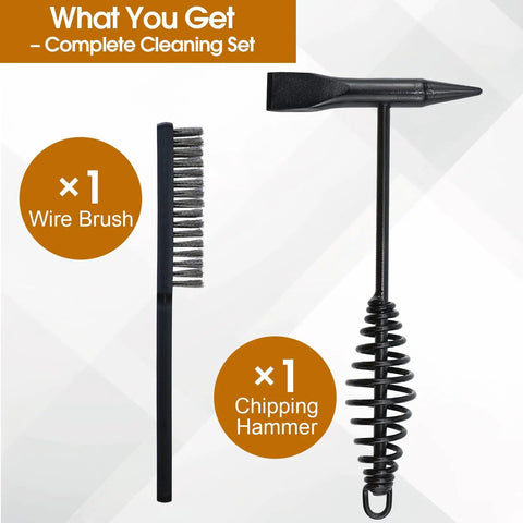 Heavy Duty Chipping Hammer And Wire Brush Set 10.6 Inch with Spring Handle for weld slag removal and spatter cleanup