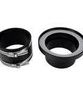 Kickass Quick Disconnect Zero Sweat Install 4 Inch Heavy Duty Steel Dust Collection Hose Clamp Flex Cuff Shop Floor Dust Control Clutch Smooth Swap Connector Set Of Two featuring black steel flex cuffs and connectors.