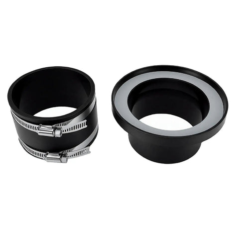 Kickass Quick Disconnect Zero Sweat Install 4 Inch Heavy Duty Steel Dust Collection Hose Clamp Flex Cuff Shop Floor Dust Control Clutch Smooth Swap Connector Set Of Two featuring black steel flex cuffs and connectors.