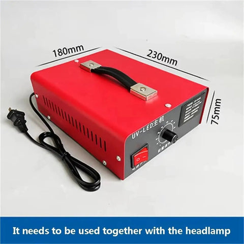 Built Tough Multi Lamp UV Curing Light At Two Thousand Watts shown from top with dimensions, ideal for PCB board repairs and LCD screen bonding.