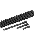 Ultimate 18-Pc Metric Hex Impact Socket Kit With Cr-V Steel Sockets From 10mm To 24Mm Plus Extensions And Storage Box For Your Garage Repair Jobs And Auto Hobbies, 10-24mm sockets with extensions