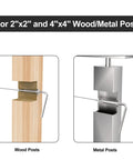 3/16 Inch Invisible Cable Railing Kit 40 Pack For Wood And Metal Deck Posts featuring installation on 2x2 wooden and 4x4 metal posts.