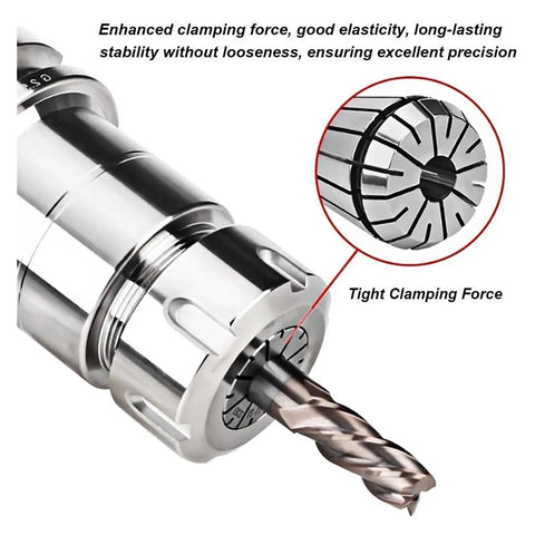 Close-up of Heavy Duty Er11 Spring Collet For CNC Milling Lathes Killer Grip Precision Alignment Cold Forged Steel Tool Holder.