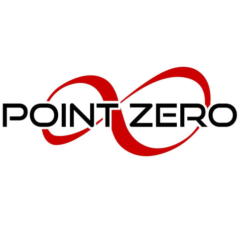 Point Zero logo with red infinity symbol and black text