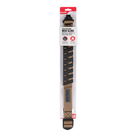 Baktrak Traction Web Rifle Sling 36 Inch With 500Lb Swivels Slim Non Slip Pad Tan Black packaged view
