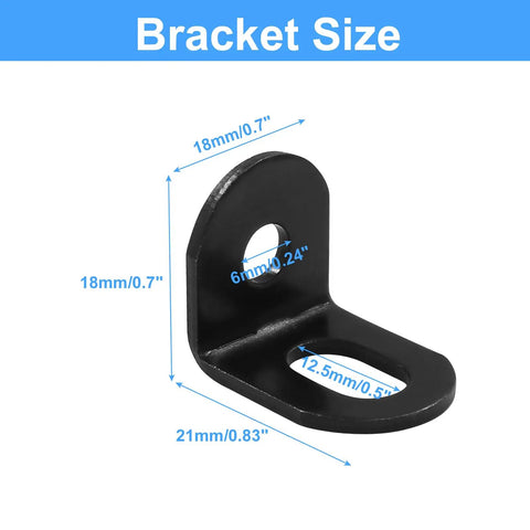 15 Piece Adjustable Right Angle Brackets L Shape Corner Brace Set Black For Furniture And DIY Projects, Heavy Duty Steel, size diagram