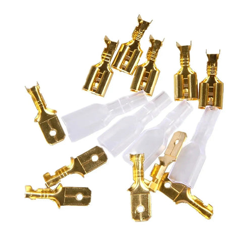 Kickstart Your DIY Projects With This Awesome 150 Piece Assorted Female Crimp Spade Terminal Kit Featuring 2.8mm 4.8mm And 6.3mm Connectors Plus Full Insulation Sheath For Serious Wire Wrapping Mastery, gold insulated terminals