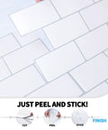 Premium Peel And Stick Tile Backsplash Kit, 12 By 12 Inch Tiles, 10 Pack for Kitchen Walls, bright white finish shown applied