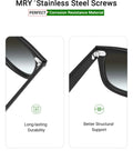 Close-up of MRY stainless steel screws in Rayban frames showing long-lasting durability and structural support.