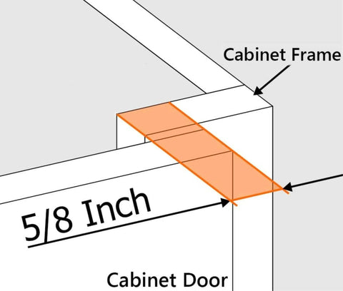 Diagram showing 5/8 inch overlay measurement for Six Pack 5/8 Inch Overlay Hinges With 3D Soft Close Satin Nickel 45mm Stainless Steel Concealed
