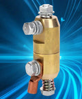 Ditch The Wire Tangle With This 360 Degree Rotation Welding Ground Clamp Made From Solid Brass To Keep Your Soldering And Welding Work Super Smooth And Highly Efficient For Any Pro Or Hobbyist, showcasing brass construction and copper connector.