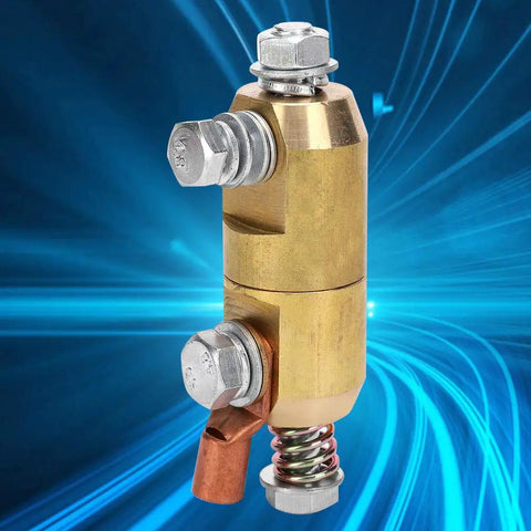 Ditch The Wire Tangle With This 360 Degree Rotation Welding Ground Clamp Made From Solid Brass To Keep Your Soldering And Welding Work Super Smooth And Highly Efficient For Any Pro Or Hobbyist, showcasing brass construction and copper connector.
