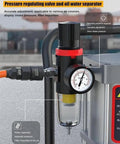 Pressure regulating valve and oil water separator for Heavy Duty Pneumatic Grease Pump With 80 To 1 Pressure Ratio And Fast Injection Output.