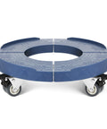 Round Trash Can Dolly With Wheels, Heavy Duty 440 Lb Capacity, Adjustable 15 To 19 Inch Diameter, Four Locking Swivel Wheels, Blue