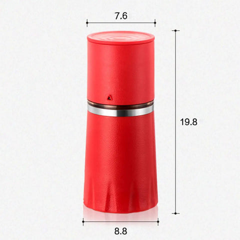 Kickstart Your Morning Anywhere With This Portable Manual Coffee Maker Equipped With Integrated Grinder And Bean Compartment Ideal For Camping Runs And Highway Hauls Pull Smooth Rich Brews Straight To Mug Effortless, red manual coffee maker with integrated grinder, compact design.