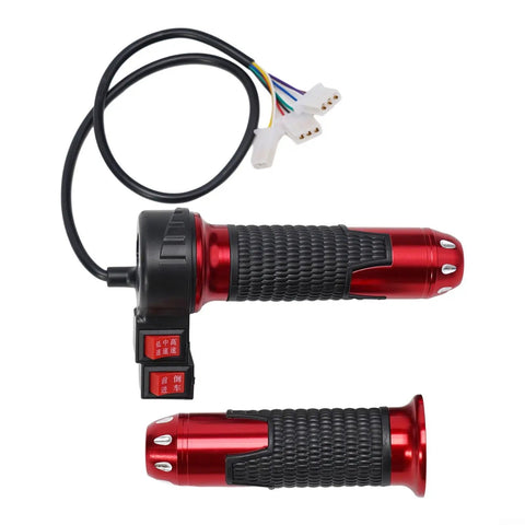 Top Tier E Bike Twist Throttle With 3 Speed Settings High Med Low Plus Forward Reverse Control For Smooth Rides On Any Terrain, red grip set
