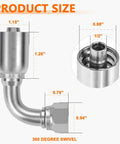 1/2-inch hydraulic fittings kit swivel elbow dimensions
