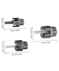 Top Rated Lalafina 3 Piece Pvc Pipe Threader Tool Kit With Internal External Thread Cutter Compatible With Electric Drills For Plumbing And Diy Projects To Speed Up Repair Work On One Half Three Quarter And One Inch Pipes With Reliable Performance showing three pipe thread cutting attachments with sizes.