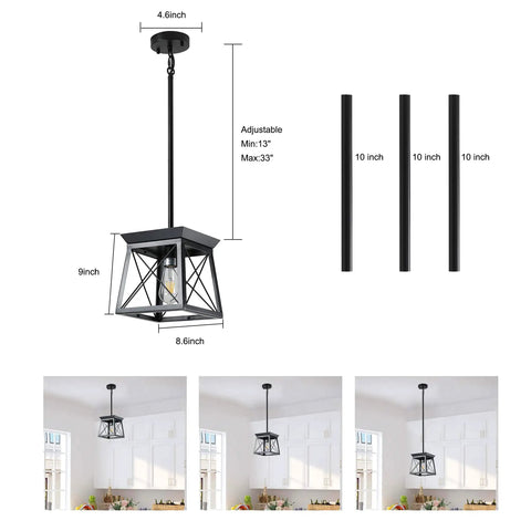 Farmhouse Kitchen Island Pendant Lights Dope Rustic Industrial Chandelier With Whitewashed Finish And Graphite Iron Frame For Modern Kitchens That Elevates Kitchen Decor With A Dope Industrial Vibe For Everyday Use, shown with adjustable rods and measurements.