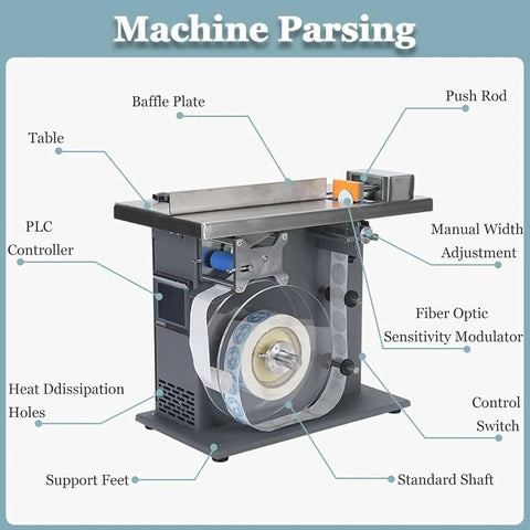 Semi Automatic Right Angle Label Applicator Machine With Microcomputer Control For High Accuracy showing internal components and features.