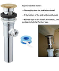 Sink Pop Up Drain Stopper Assembly With Lift Rod And Overflow In Solid Brass Lavatory Pop Up Drain For Bathroom Vanity Sink